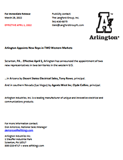 Preview of the press release Arlington Appoints New Reps in TWO Western Markets