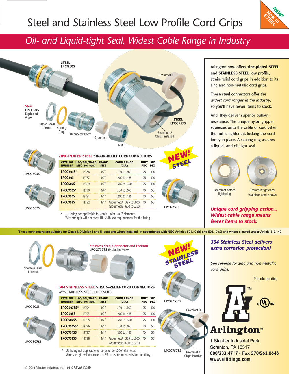 Arlington Strain Relief Cord Connector Liquid Tight 1/2 LPCG50 Box of 25 –  Metal Logics, Inc.