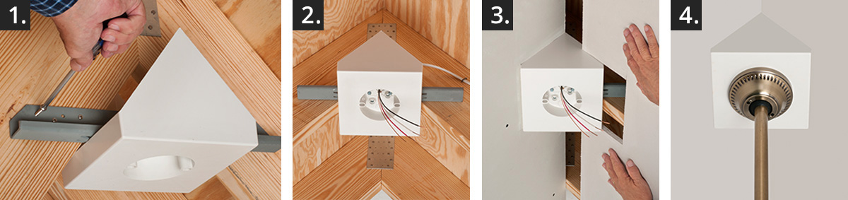 Arlington Fan Fixture Mounting Boxes, How To Install Ceiling Fan Box In Vaulted