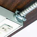 MC cable attached to under cabinet lighting with twin screw all purpose connector