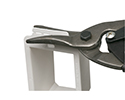 tin snips removing removable flange on box extender