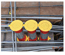 three conduit caps ganged together ready for a concrete pour