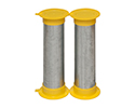 two pieces of vertical conduit with conduit caps on both ends ganged together