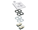 exploded view of components included in floor box trim kit