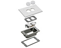 exploded view of components included in floor box trim kit