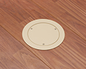 floor box with blank cover in wooden floor