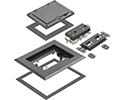 exploded view of components included in cover frame kit