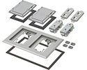 exploded view of components included in floor box cover kit