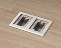 two gang floor box in wooden floor