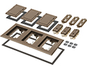 exploded view of three gang floor box cover kit