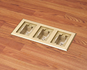 three gang floor box in wooden floor