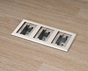 three gang floor box in wooden floor