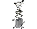 exploded view of components included in floor box kit