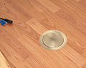 in-box recessed floor box with blank cover in wooden floor