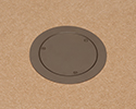 in-box recessed floor box with blank cover in tiled floor