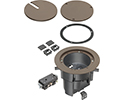 exploded view of components included in in-box recessed floor box kit