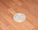 in-box recessed floor box with blank cover in wooden floor