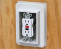 siding outlet box with GFCI receptacle installed