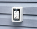 siding outlet box with GFCI receptacle installed
