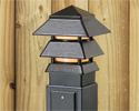 pagoda style lamp installed on garden post