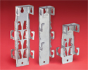 several styles of steel cable hangers side by side