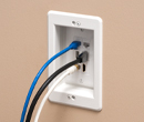 recessed TV box with low voltage devices plugged in