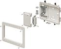 exploded view of components included in low profile TV box kit