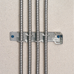 Steel cable hanger mounted horizontally while holding emt cables
